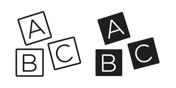 Abc icon clipart symbol isolated on white background. Flat and stroke designs.