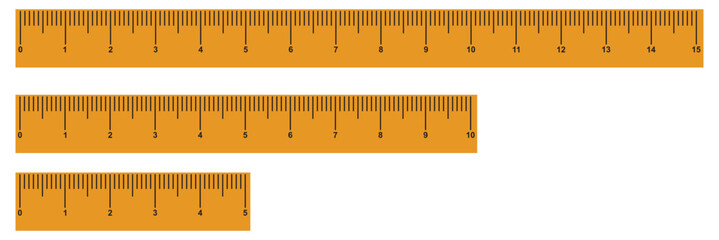Measuring chart 5,10,15 inches. Set of ruler scales twelve, fourteen. Sewing tool icons. Length measurement math, distance, height. Measuring rulers in centimeters set 1to 15 cm vector scale measuring