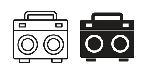 Boombox icon clipart symbol isolated on white background. Flat and stroke designs. © shamim