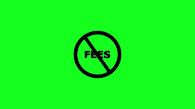 no fees sign icon with red prohibited symbol on green screen background, Content Restriction Warning Icon