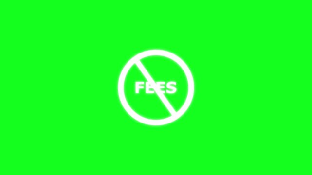 no fees sign icon with red prohibited symbol on green screen background, Content Restriction Warning Icon