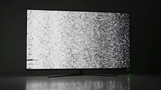 Green Screen tv turned on and off static with sound scene 2 distortion, overlay, glitch, noise, scan lines black background, 4k animated video loop
