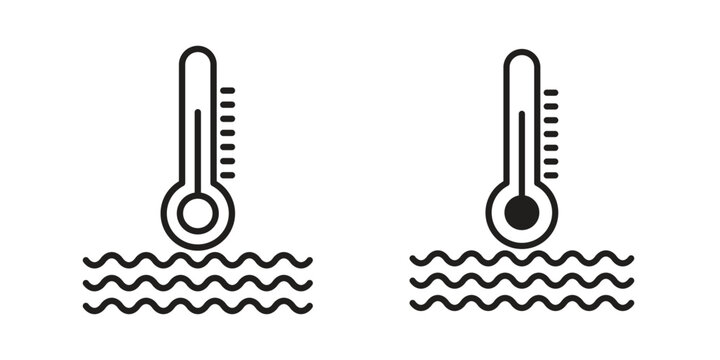 Car temperature icon clipart symbol isolated on white background. Flat and stroke designs.