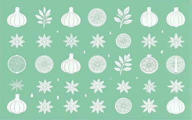 Whispering garlic lemon slices leaves and cinnamon sticks on