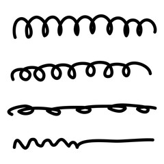 手書き風のぐるぐるした波線・螺旋ライン・アナログ感のある手描きアンダーライン・境界線セット