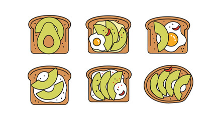 Avocado Toast Line art vector minimal geometric abstract color illustration