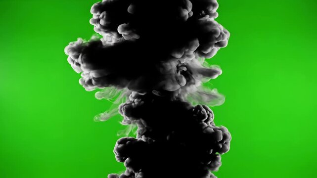 Green Screen black smoke on a background chroma key realistic dark cloud best for using in composition scene 1 with distortion, overlay, glitch, static noise, scan lines background, 4k animated video