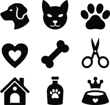 Black and white pet care bone on white background