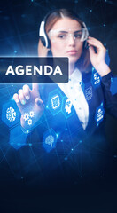 Business, Technology, Internet and network concept. Businessman with agenda word.