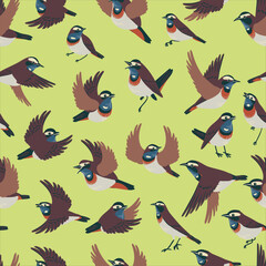 Obraz premium vector drawing seamless pattern with birds, hand drawn illustration