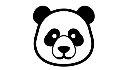 Minimalist panda bear face icon in black and white © Ika