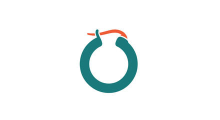 Minimalist teal and orange stylized hoop earring graphic © Ika