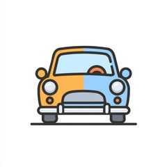 Fototapeta premium Colorful Cartoon Car Illustration - Front View, Vintage Style, Playful Design.