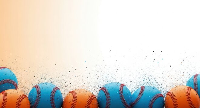 Baseballs and softballs in motion with particles