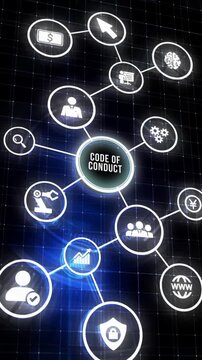 Business, Technology, Internet and network concept. Virtual screen of the future: Code of conduct.