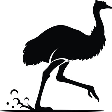 Silhouette ostrich running vector design