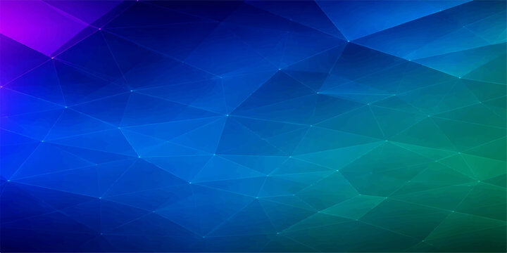 Abstract blue background featuring a geometric mosaic pattern of digital triangle shapes and crystal diamond elements for a professional business web template design