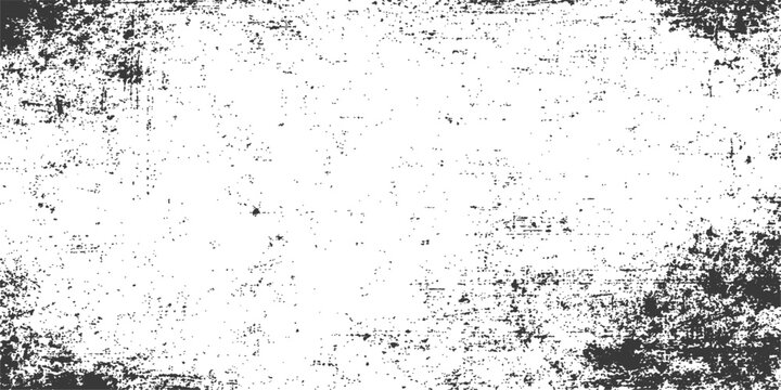Abstract grunge background featuring black ink splashes and wet paint drops with a dirty film texture on an old glass wall pattern