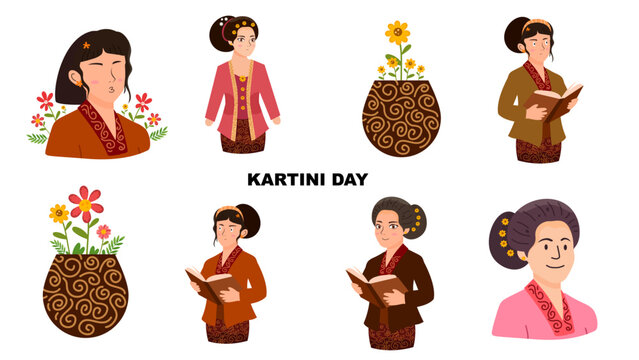 Kartini Day Celebration Collection Featuring Indonesian Women In Traditional Kebaya Clothing Set