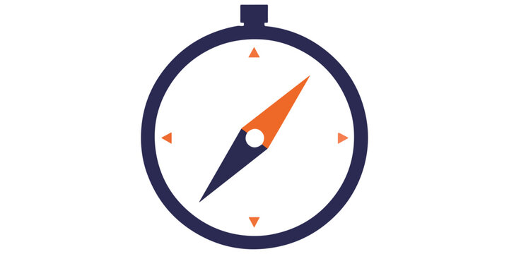 A 3d vector illustration of a compass and clock symbol represents a business concept where it is time to go and time for change toward a new direction