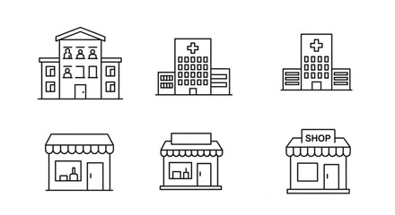 Modern buildings and shops in urban cityscape