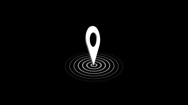 3D GPS location pointer animated and location icon. Radio wave station signal location icon animation.transparent background 4k visuals