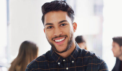 Smile, professional and portrait of businessman in office with confidence for finance career....