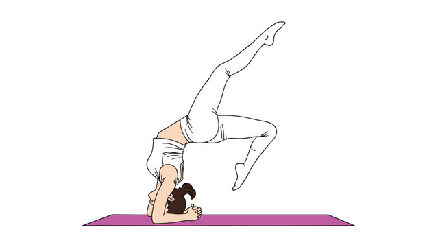 Woman demonstrating advanced yoga pose, one-legged wheel pose (Eka Pada Urdhva Dhanurasana), on a pink mat, promoting fitness and balance.