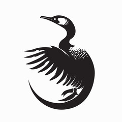 Fototapeta premium Aquatic Cormorant Bird Silhouette Icon For Wildlife Branding