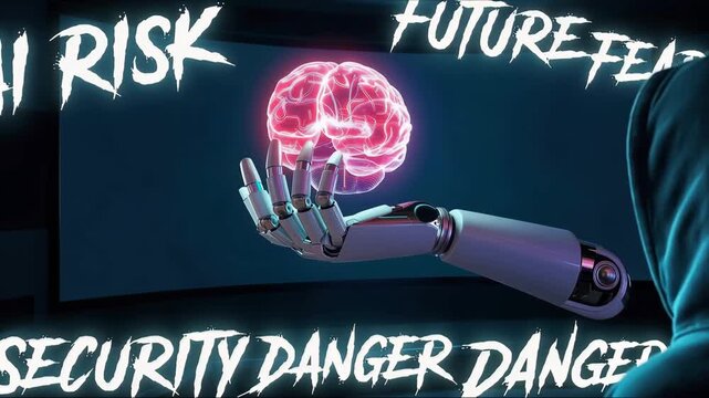 Evil Artificial intelligence (AI) concept. Risk of artificial intelligence as a future technology fear of intelligent robot machines