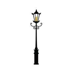 Obraz premium Classic Street Lamp Post Illustration. Public Park Lamp Post Illustration. Outdoor Park Lamp Lighting Design.