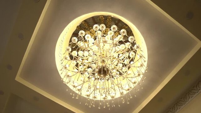 Antique Crystal Chandelier Hanging in a Historic Indian Zamindar Palace