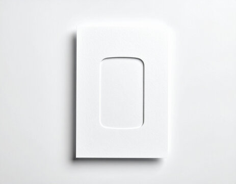 Blank white paper card with cutout