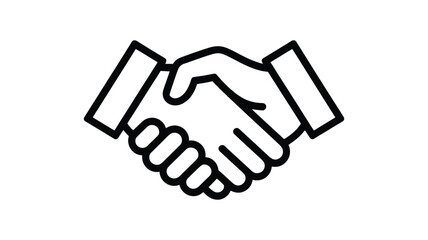 Obraz premium Handshake icon vector, partnership and agreement symbol representing business collaboration trust and cooperation, minimalist outline design suitable for corporate branding, contract concept graphics,