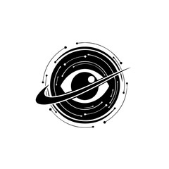 Saturn planet illustration with rings and orbits in space view © fatema