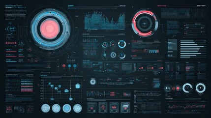 Abstract futuristic user interface with data visualization and digital elements