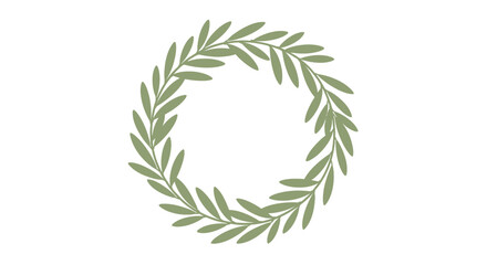 Elegant vector illustration of a circular olive branch wreath, perfect as a botanical design element or decorative frame for wedding invitations, product labels, and natural branding