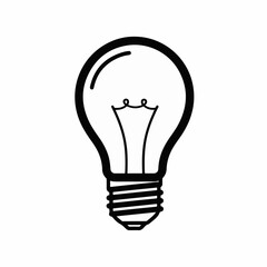Simple Black Outline Light Bulb Vector Icon for Idea, Innovation, and Electricity Concepts &ndash; Minimalist Graphic Element for Websites and Presentations
