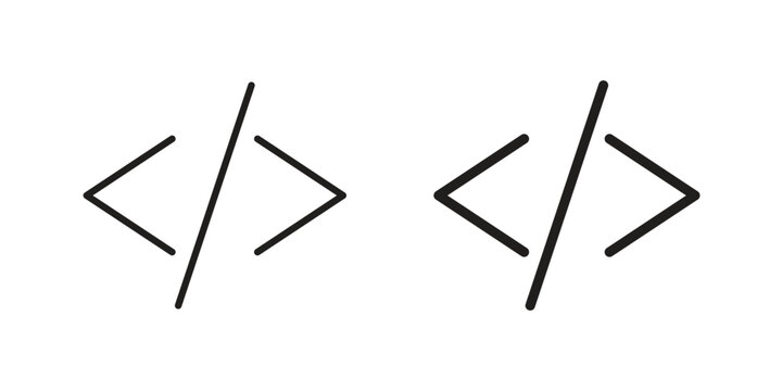 Code icon in black and white. clipart and line style icons