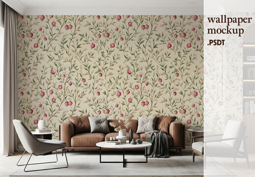 Livingroom wallpaper design mockup