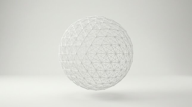 White wireframe sphere on a plain white background.