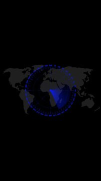 Earth Globe Animation Showing Time Zones with Blue Gradient and Geographic Details time zones map blue gradient effect