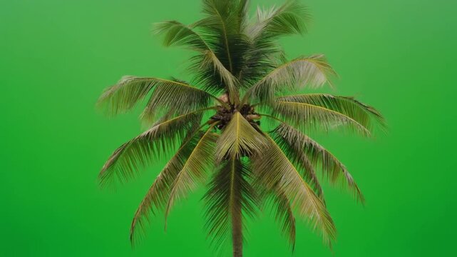 Swaying palm tree green screen for chroma key compositing