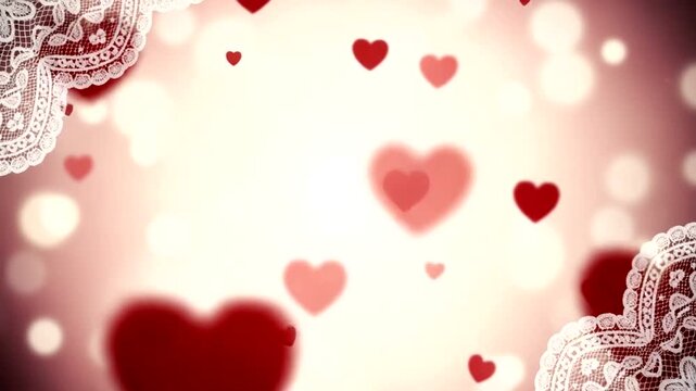 Romantic heart background with lace and soft lights