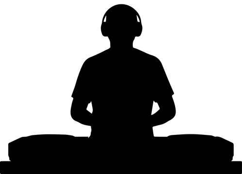 DJ Mixing Music on Turntables Silhouette
