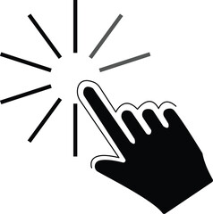 Obraz premium Hand Click Cursor Icon with Burst Effect Isolated on White