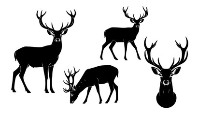 Obraz premium Elegant Deer Silhouette Animal Vector Collection