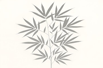 Obraz premium Bamboo leaf shadow overlay isolated on white background tropical plant sunlight shadow