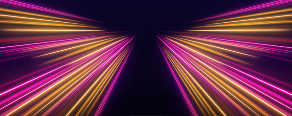 Pink and orange speed trail with smooth flowing motion, glowing streaks and dynamic light highlights © longstock