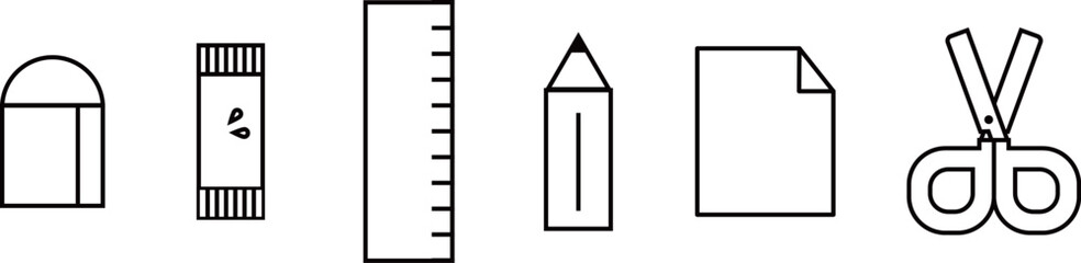 Obraz premium シンプルな文房具アイコンセット / Minimal Stationery Icons Vector Illustration